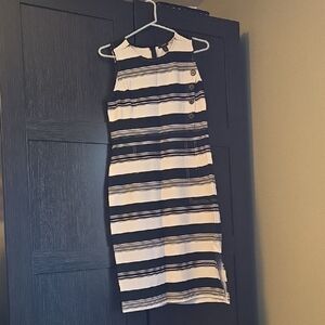 Halogen Black And White Striped Sleeveless Knee Length Dress